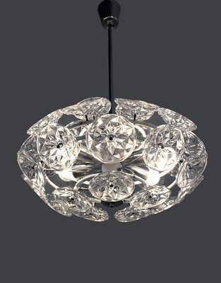 Orbit Chandelier in Glass with White Frame from VEB Lighting Hellerau, Germany, 1960-DEK-1118204