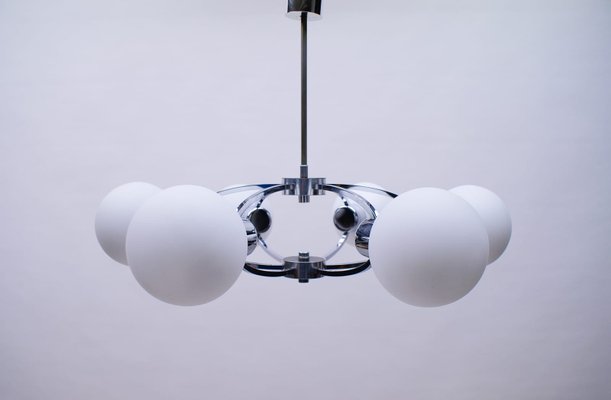 Orbit or Ceiling Lamp with 6 Opaline Glasses, 1960s-KQB-898229