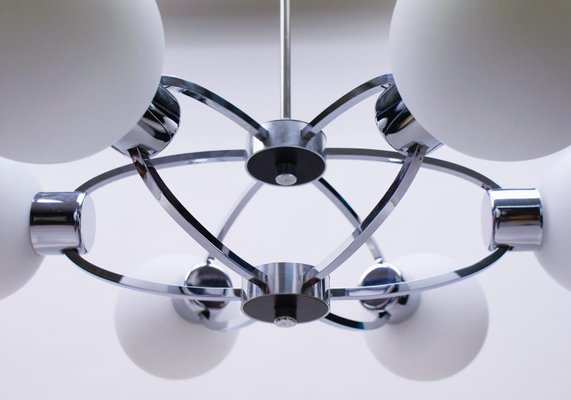 Orbit or Ceiling Lamp with 6 Opaline Glasses, 1960s-KQB-898229