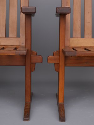 Oregon Pine Armchairs, 1930s, Set of 4-MB-1358171