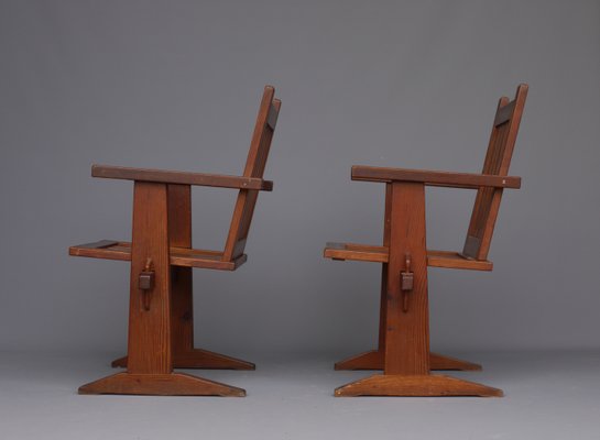 Oregon Pine Armchairs, 1930s, Set of 4-MB-1358171