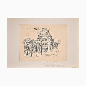 Orfeo Tamburi, Paris, Houses and Tree, Original Ink Drawing, 1935-ZCI-1378972