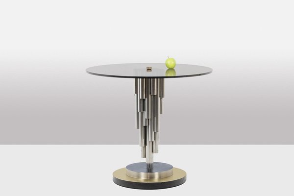 Organ Pedestal Table in Chromed Metal, 1970s-CEJ-1793306