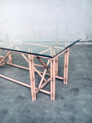 Organic Monumental Faux Bamboo Glass Top Dining Table in the style of McGuire, 1980s-RQV-1823449