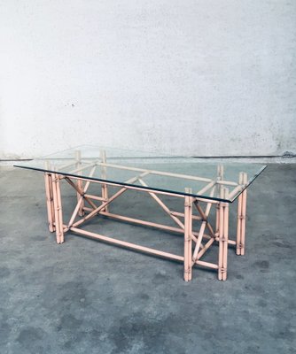 Organic Monumental Faux Bamboo Glass Top Dining Table in the style of McGuire, 1980s-RQV-1823449