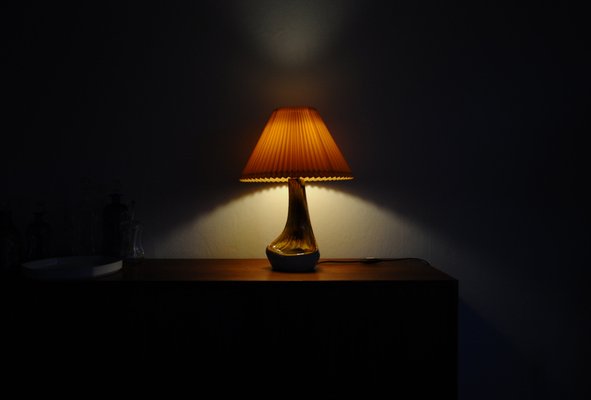 Organic Shaped Table Lamp in Warm Brown Colors by Axella Stentøj, Denmark, 1970s-HPQ-1263971