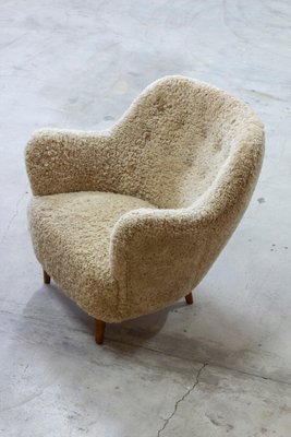 Organic Sheep Skin Lounge Chair, 1950s-KO-2024163