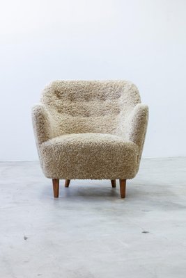 Organic Sheep Skin Lounge Chair, 1950s-KO-2024163