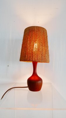 Organic Teak & Sisal Table Lamp, Denmark, 1950s-KK-1360212