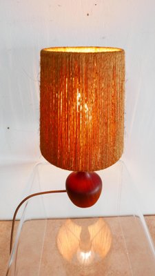 Organic Teak & Sisal Table Lamp, Denmark, 1950s-KK-1360212