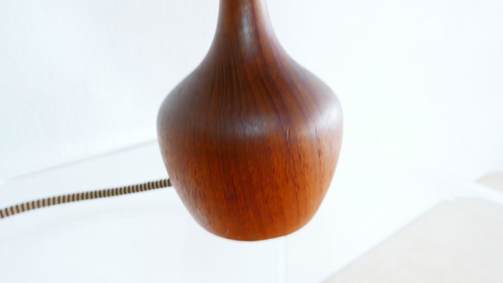 Organic Teak & Sisal Table Lamp, Denmark, 1950s-KK-1360212