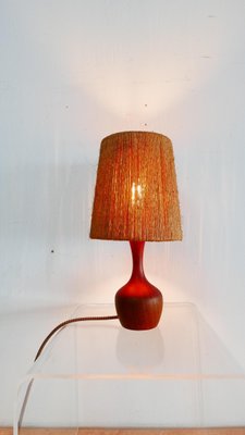 Organic Teak & Sisal Table Lamp, Denmark, 1950s-KK-1360212