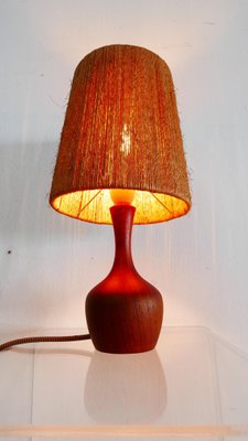 Organic Teak & Sisal Table Lamp, Denmark, 1950s-KK-1360212