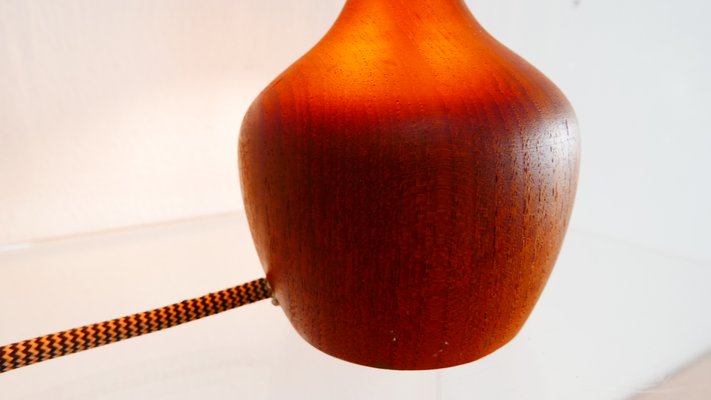 Organic Teak & Sisal Table Lamp, Denmark, 1950s-KK-1360212