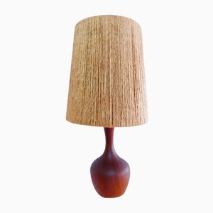 Organic Teak & Sisal Table Lamp, Denmark, 1950s-KK-1360212