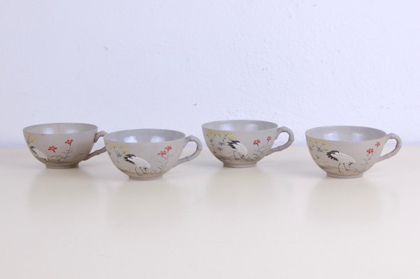 Oriental Tea Service in Hand-Painted Porcelain, Set of 9-XSG-1183214