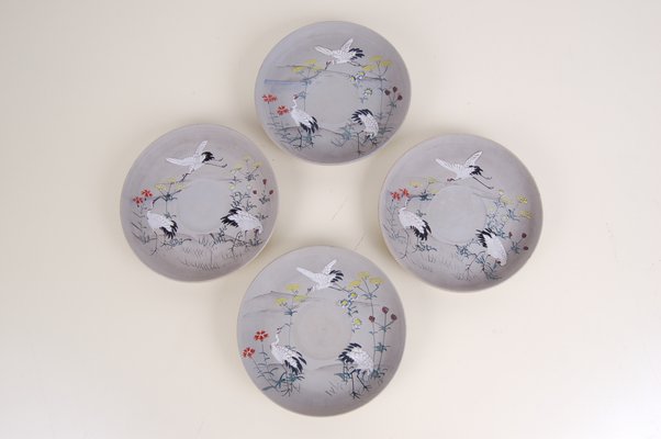 Oriental Tea Service in Hand-Painted Porcelain, Set of 9-XSG-1183214