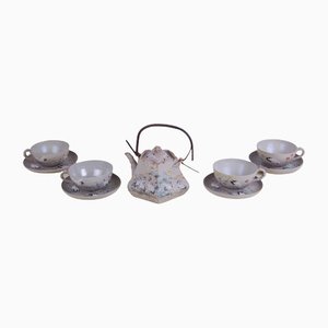 Oriental Tea Service in Hand-Painted Porcelain, Set of 9-XSG-1183214