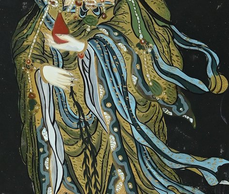 Oriental Woman, Enamel on Board, Early 20th-Century-ZCI-1306997