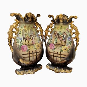 Orientalist Scene Porcelain Vases, Set of 2-TCS-1737071