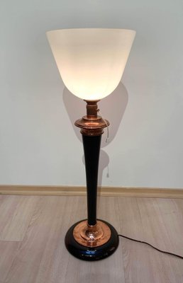 Original Art Deco "Mazda" Table Lamp, Copper and Rosewood, France, circa 1930-NNB-588132