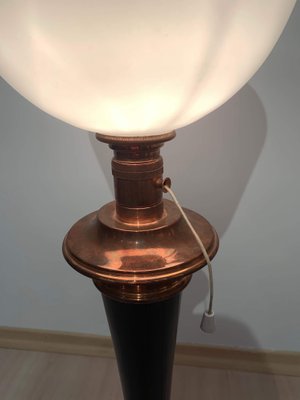 Original Art Deco "Mazda" Table Lamp, Copper and Rosewood, France, circa 1930-NNB-588132