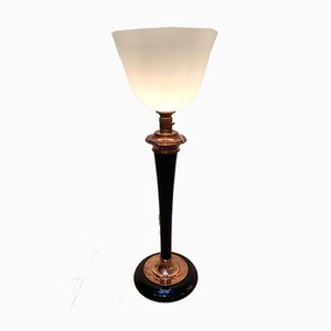 Original Art Deco "Mazda" Table Lamp, Copper and Rosewood, France, circa 1930-NNB-588132