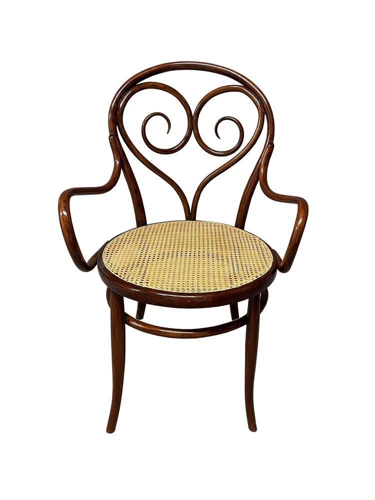 Original Art Nouveau Armchair with Viennese Wicker from Thonet, 1890s