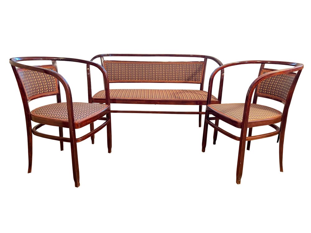 Original Art Nouveau Living Room Set by Jacob & Josef Kohn, 1910s, Set of 3