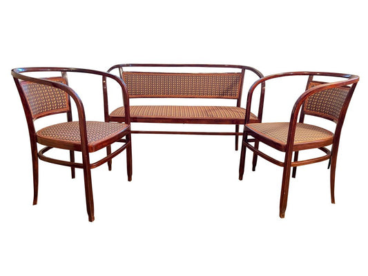 Original Art Nouveau Living Room Set by Jacob & Josef Kohn, 1910s, Set of 3