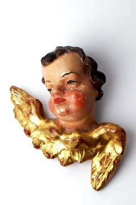 Original Baroque Carved Putto Head in Gilt-ESB-1376799