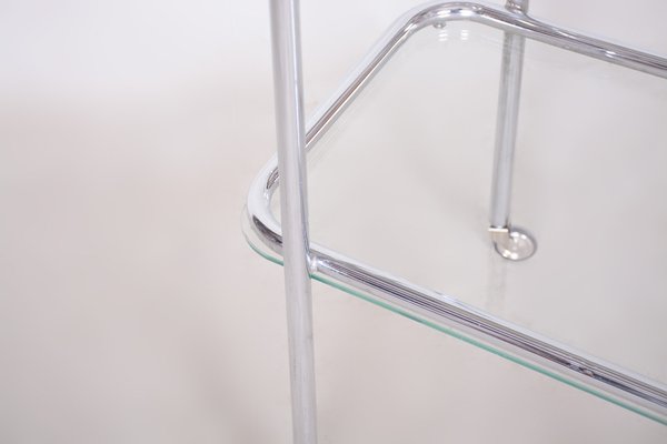 Original Bauhaus Trolley in Chrome-Plated Steel & Glass, Germany, 1940s-WHY-1778075