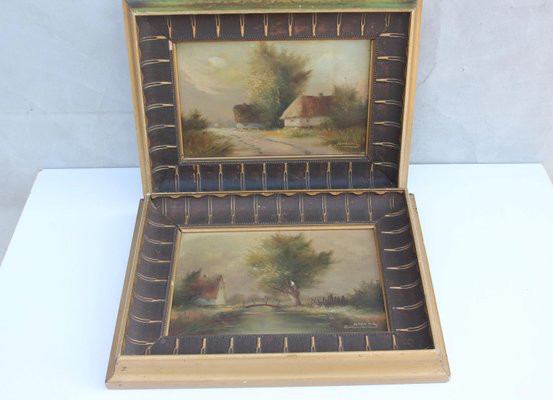 Original Framed & Signed Landscape Oil Paintings, Set of 2-UWJ-1245564