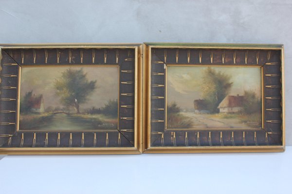 Original Framed & Signed Landscape Oil Paintings, Set of 2-UWJ-1245564