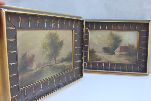 Original Framed & Signed Landscape Oil Paintings, Set of 2-UWJ-1245564