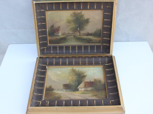 Original Framed & Signed Landscape Oil Paintings, Set of 2-UWJ-1245564