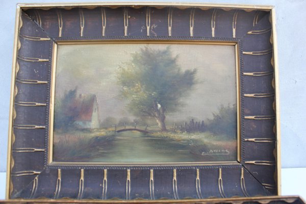 Original Framed & Signed Landscape Oil Paintings, Set of 2-UWJ-1245564