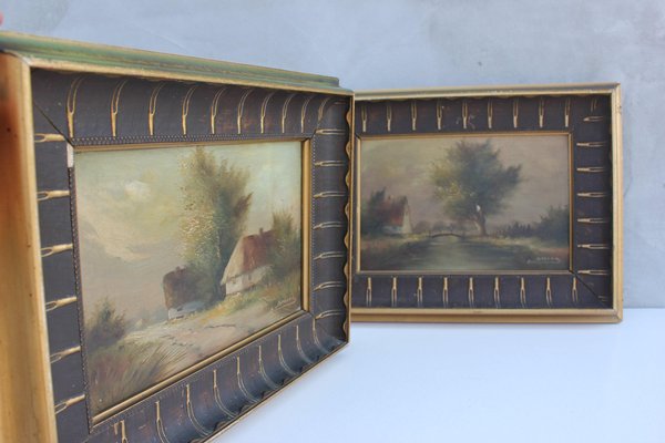 Original Framed & Signed Landscape Oil Paintings, Set of 2-UWJ-1245564