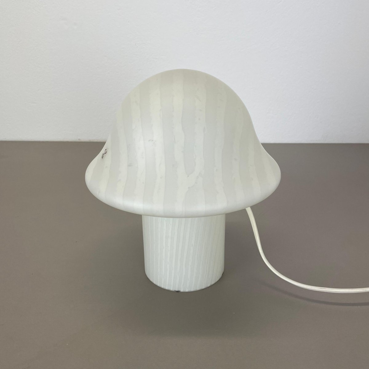 Original Glass Mushroom Zebrano Desk Light No2 attributed to Peill & Putzler, Germany, 1970s