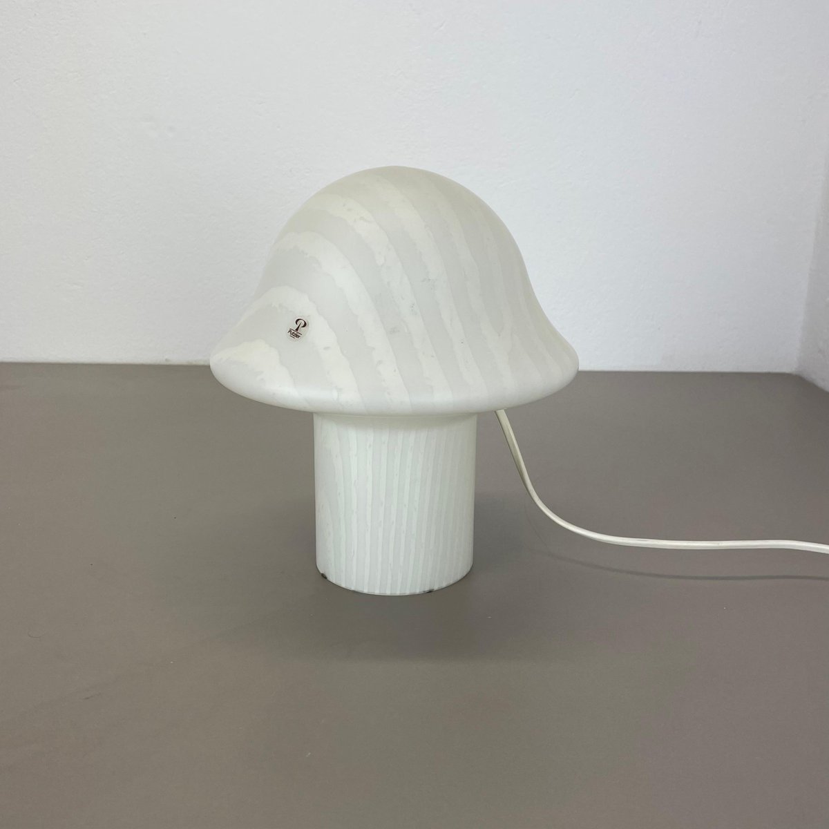 Original Glass Mushroom Zebrano Desk Light No2 attributed to Peill & Putzler, Germany, 1970s