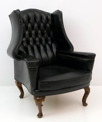 Original Leather Chesterfield Armchair in Georgian Style, 1950s-FER-1093960