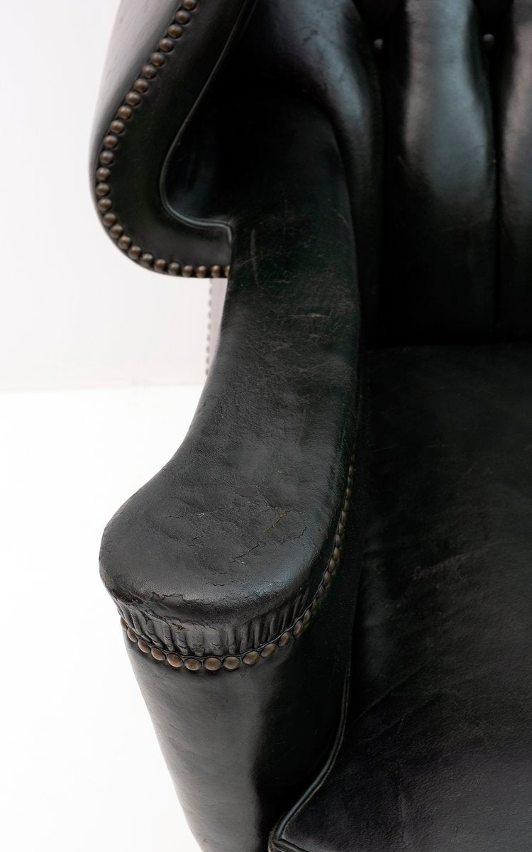 Original Leather Chesterfield Armchair in Georgian Style, 1950s