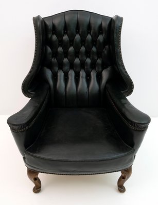 Original Leather Chesterfield Armchair in Georgian Style, 1950s-FER-1093960