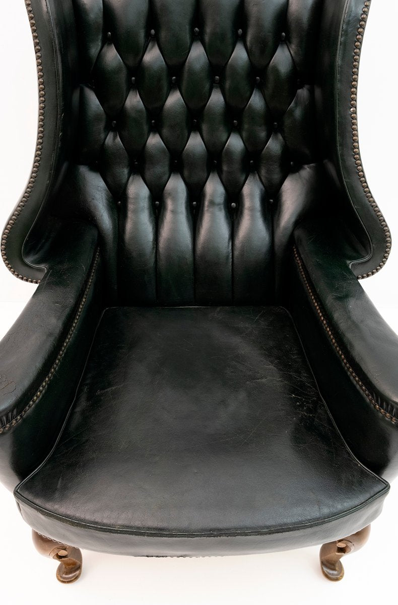 Original Leather Chesterfield Armchair in Georgian Style, 1950s