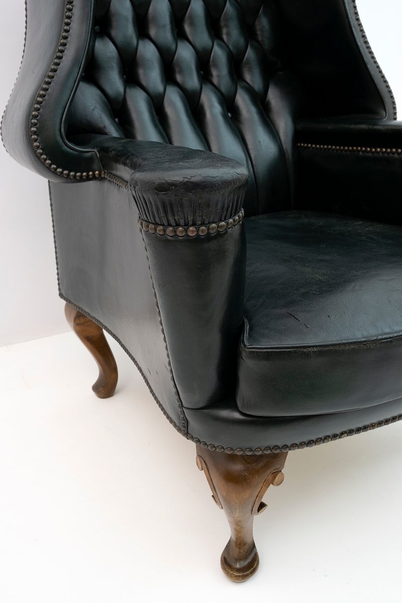 Original Leather Chesterfield Armchair in Georgian Style, 1950s