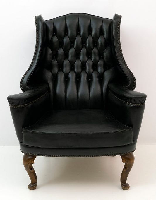 Original Leather Chesterfield Armchair in Georgian Style, 1950s