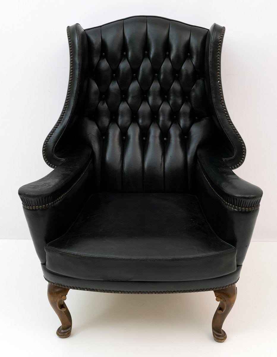 Original Leather Chesterfield Armchair in Georgian Style, 1950s