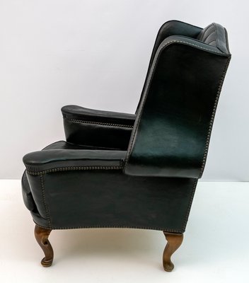 Original Leather Chesterfield Armchair in Georgian Style, 1950s-FER-1093960