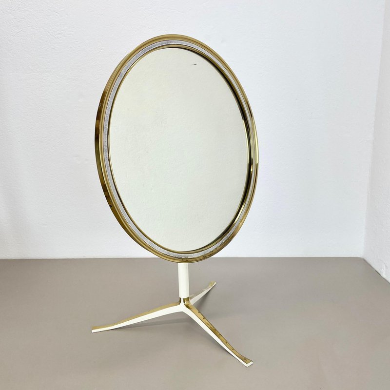 Original Modern Brass Table Mirror from United Werkstätten Munich, Germany, 1950s