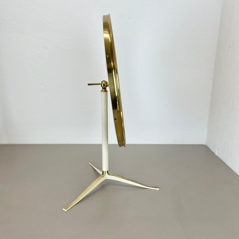 Original Modern Brass Table Mirror from United Werkstätten Munich, Germany, 1950s